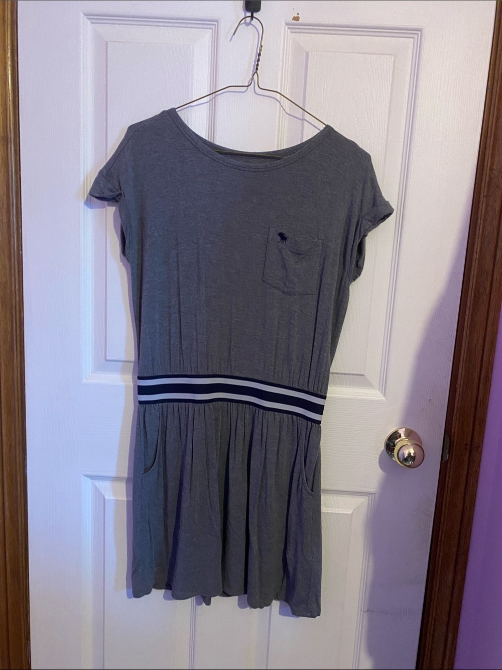 Abercrombie kids Gray Casual Dress with Striped Waist